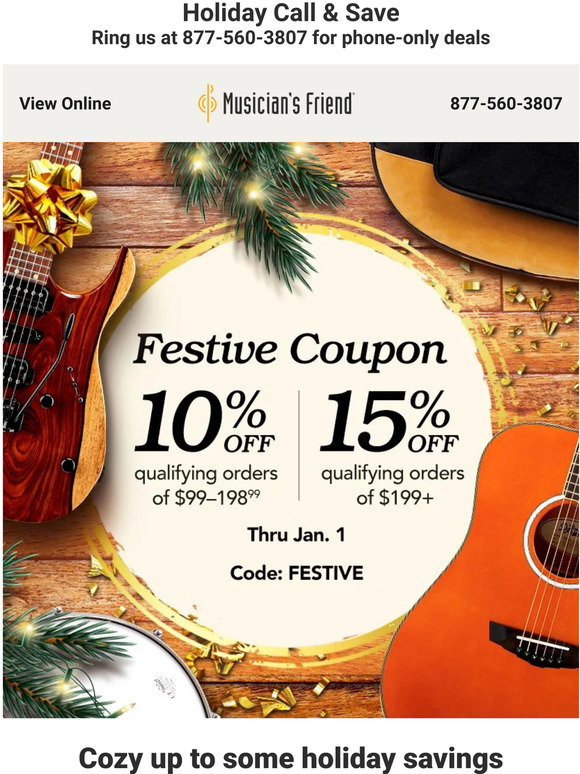 Musician's Friend Take up to 15 off (almost) whatever you want Milled