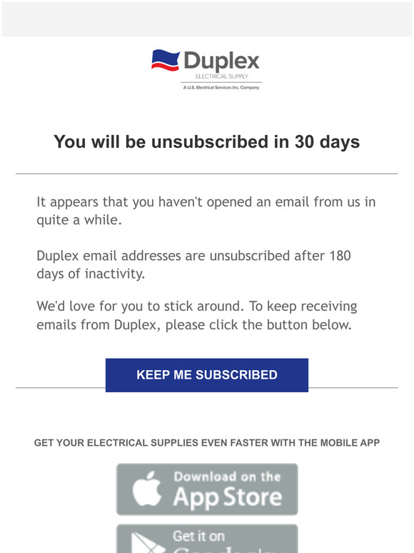 WARNING: You will be unsubscribed in 30 days