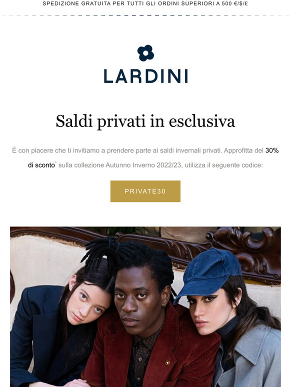 Saldi in anteprima esclusiva | 30% di sconto