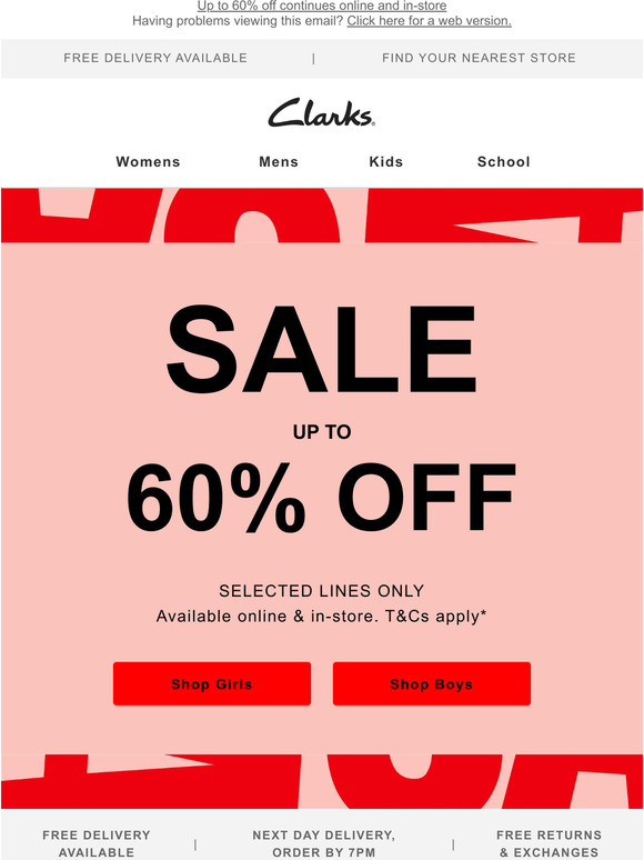 clarks free next day delivery