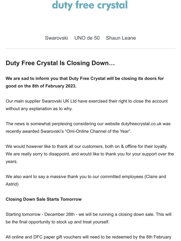 Closing Down Sale Now On!