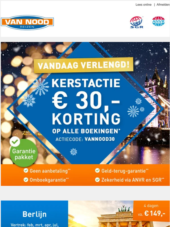 Kerstactie verlengd: € 30 korting, profiteer ook vandaag nog