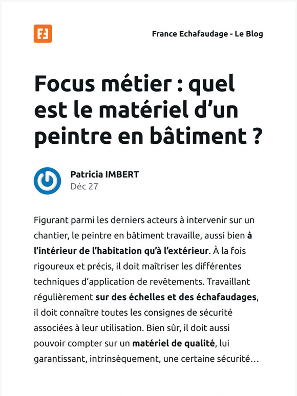 [Nouvel article] Focus métier : quel est le matériel d’un peintre en bâtiment ?
