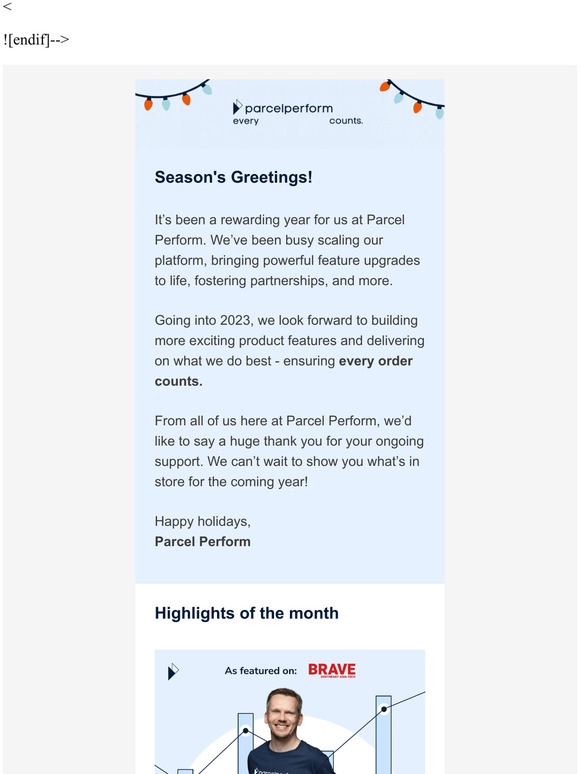 Season's greetings from Parcel Perform 🌟