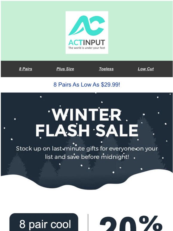 ⚠️ ALERT: Winter Sale Expiring.... 8 Pairs ONLY $29.99！