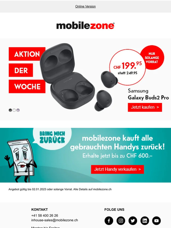 🔥 Spare CHF 50.– auf Galaxy Buds2 Pro, —
