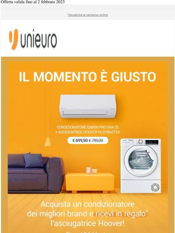 📢 Il momento è giusto! Acquista un condizionatore e ricevi in regalo l'asciugatrice Hoover