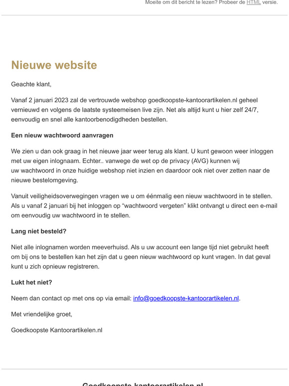 Aankondiging: nieuwe website (update uw wachtwoord)