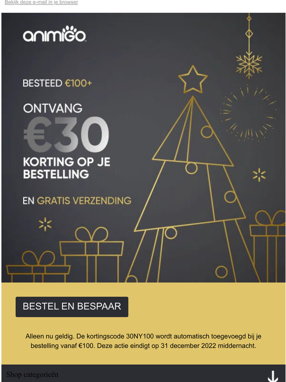 Ontvang €30 korting op bestellingen vanaf €100