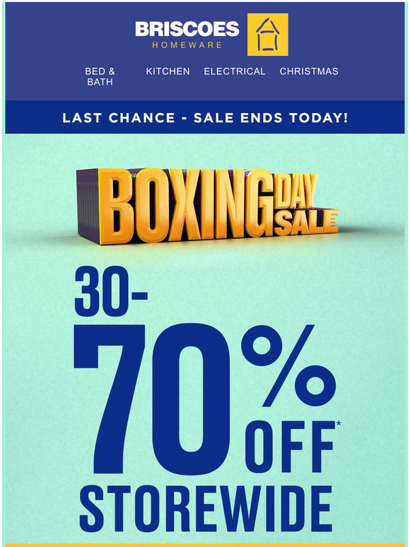 Briscoes FINAL HOURS ⏰ Boxing Day Savings end tonight! Milled