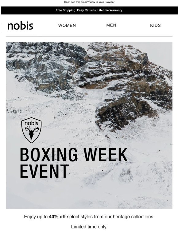 Boxing Week is live. 30-40% off select styles.