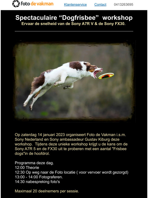 Workshop Dogfrisbee met Gustav Kiburg.