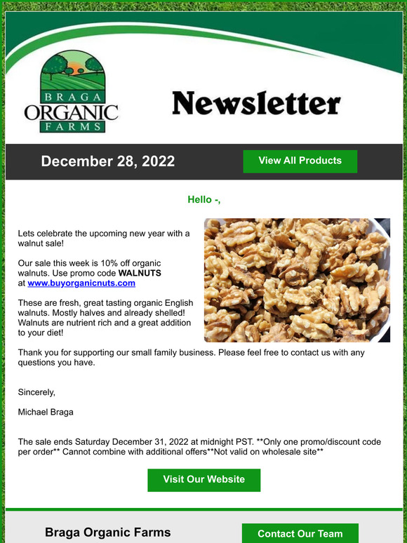 10% off Organic Walnuts!