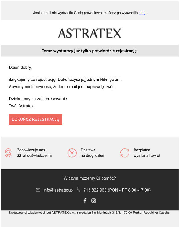 Teraz wystarczy już tylko potwierdzić rejestrację.