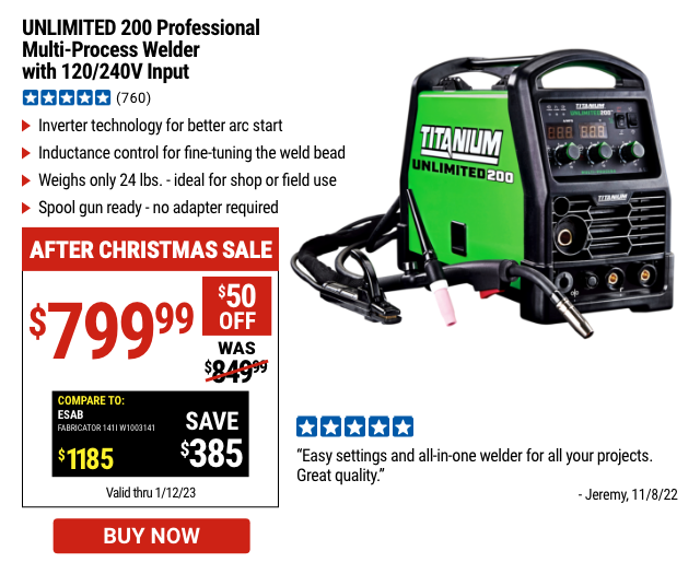 UNLIMITED 200 Professional Multi-Process Welder with 120/240V