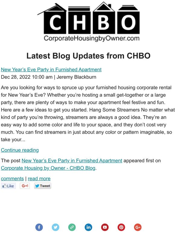 Corporate Housing by Owner - Latest Blog Updates