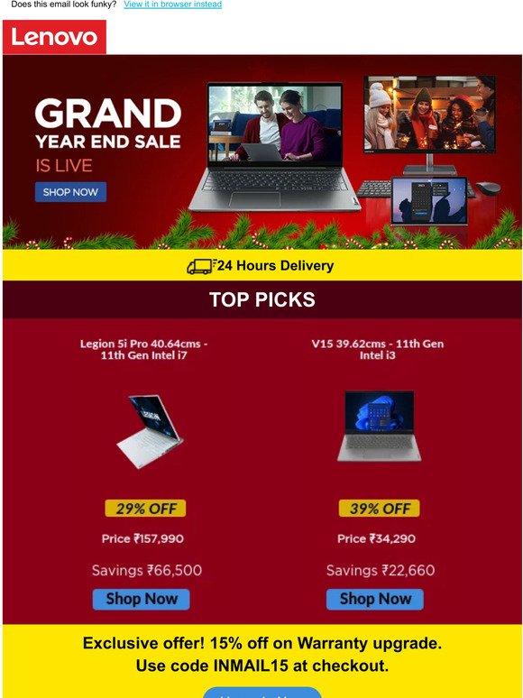 Best year end deals - 68% off + cashback on all Lenovo products