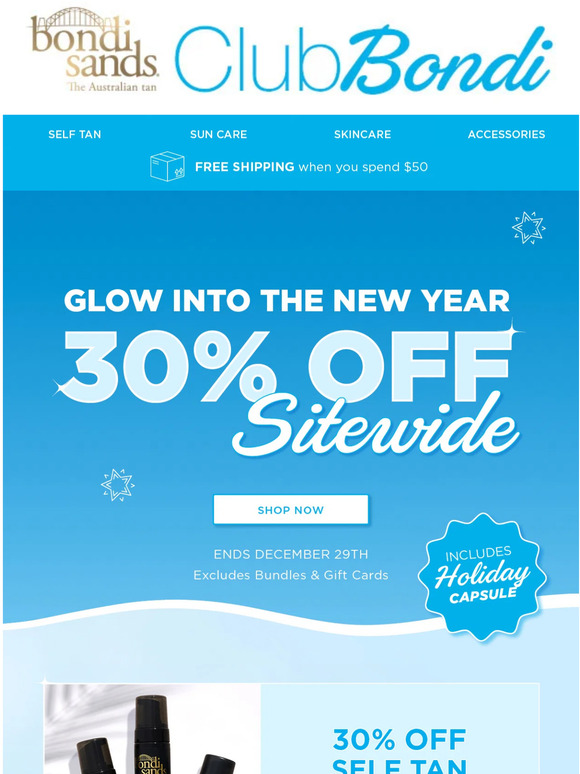Last Chance For 30% Off Sitewide Incl Tanning PJs & Accessories!