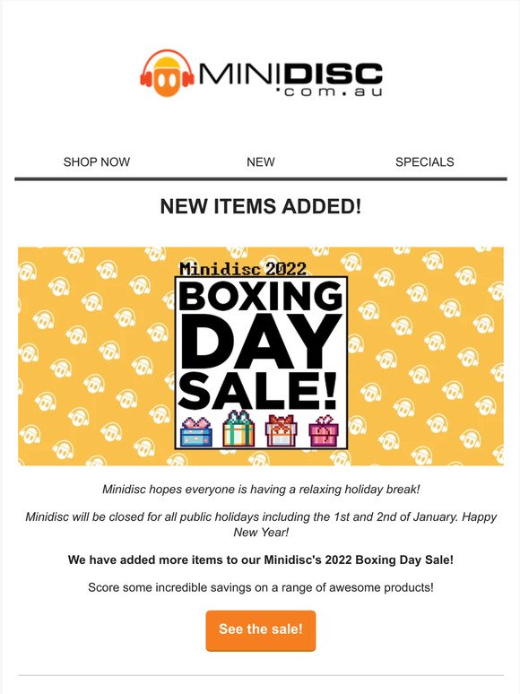 Minidisc's 2022 Boxing Day Sale - New Items Added!