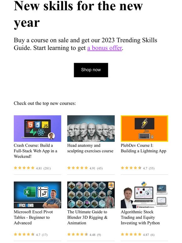 Better your skills, better your year. Courses on sale now.