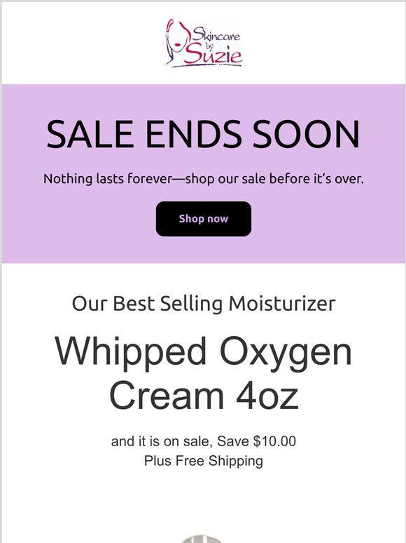 Hey —  Whipped Oxygen Cream 4oz On Sale, Save $10!