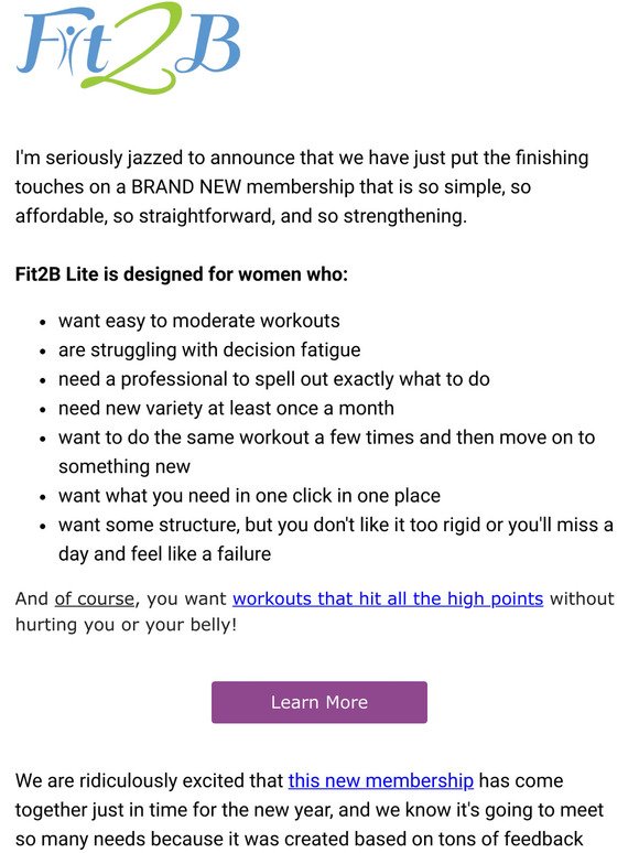 It's here: The 'Fit2B Lite' Workout Plan!