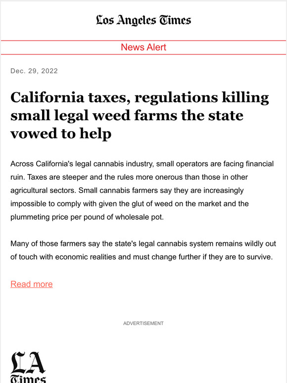 Los Angeles Times California taxes, regulations killing small legal