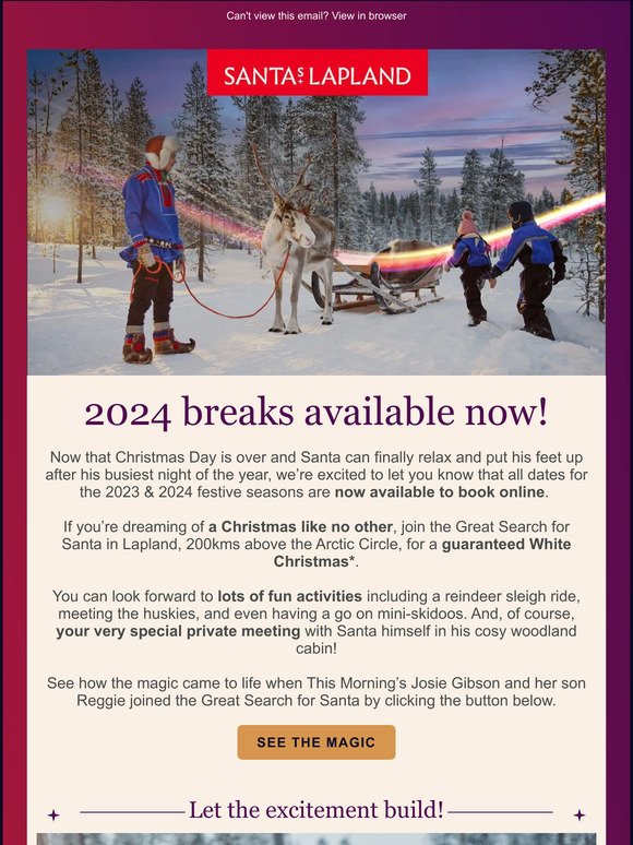 Santa's Lapland 2024 holidays available now! 🎅 Milled