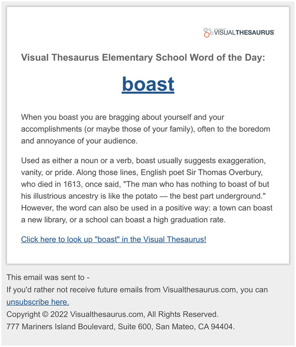 Visual Thesaurus Visual Thesaurus Elementary School Word of the Day