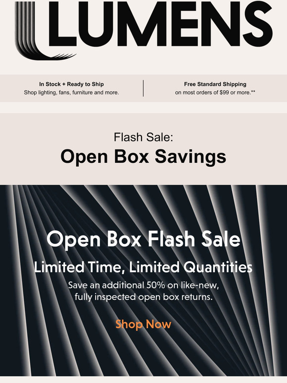 Flash sale: Save up to 50% on Open Box Returns.