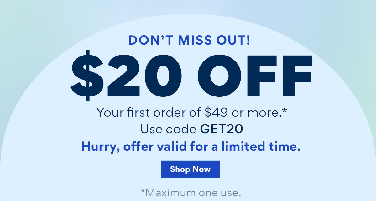 $20 Off on Orders Over $100 with Code WELCOME20!