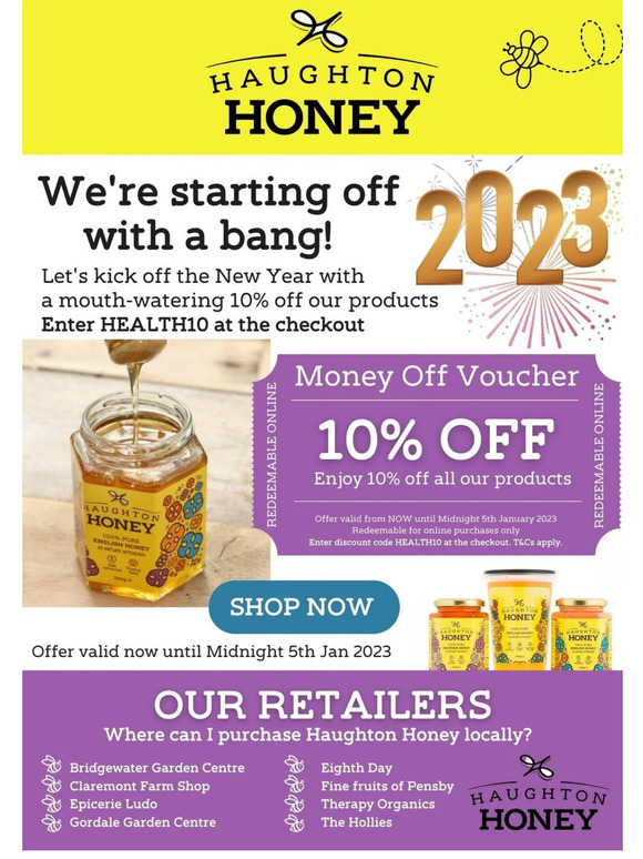 Kick Start your New Year with a mouth-watering 10% off our products