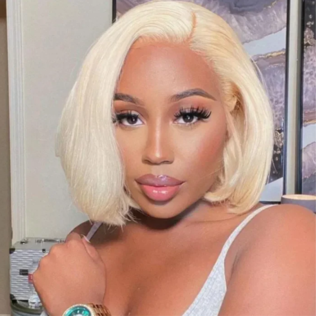 P4/27 Color Straight Bob T Part Wigs Mix Color Highlight Short Cut 13x4x2 Ombre Brown Honey Blonde Wigs