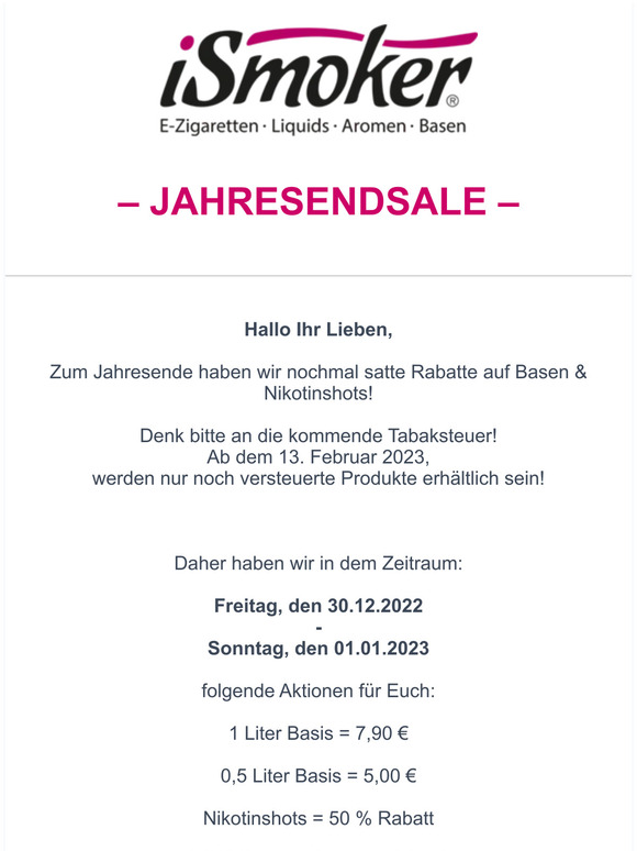 Jahresendsale - Satte Rabatte!