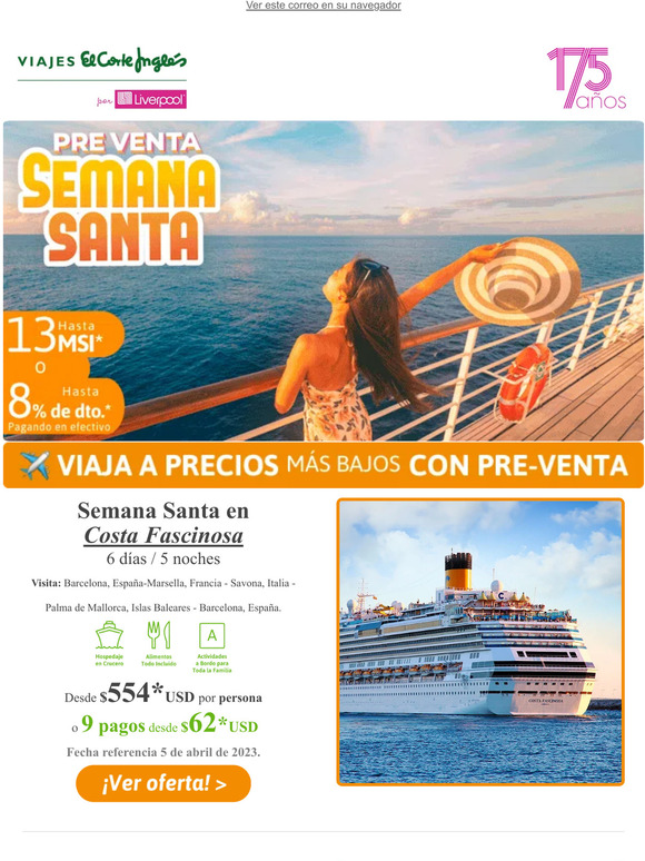 , 🚢🌞 ¡PRE VENTA SEMANA SANTA! Viaja a precios precios bajos!!! No te lo puedes perder!!!!