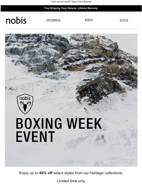 Last event of 2022 - 40% off select styles.