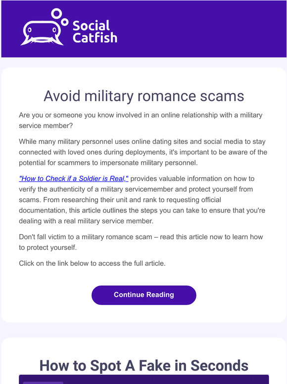 Social Catfish Learn how to verify the authenticity of a service