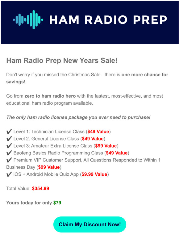 New Years Ham Radio Prep Sale!