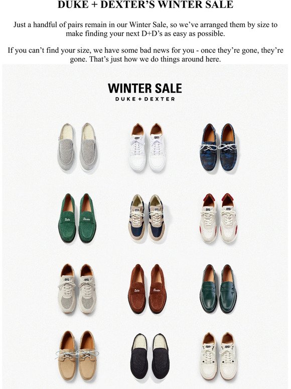 Shop our Winter Sale by size