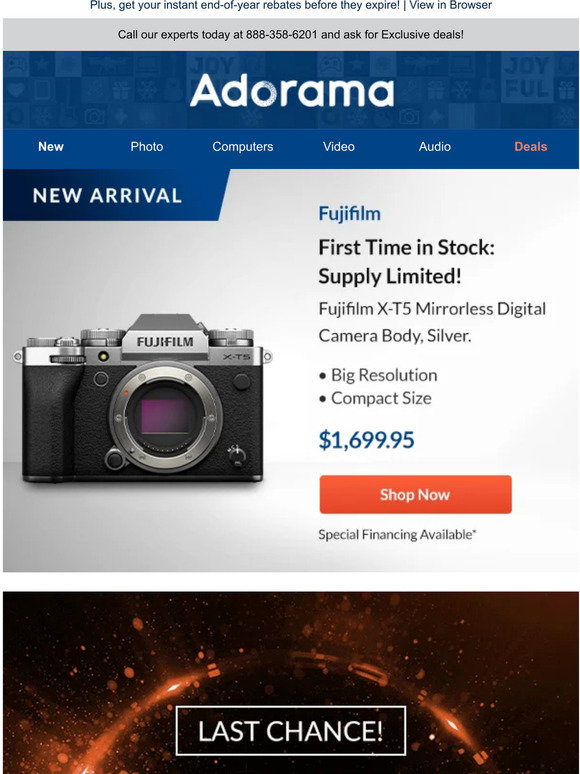 Adorama: Limited-Stock: Fujifilm X-T5 Mirrorless Camera | Milled