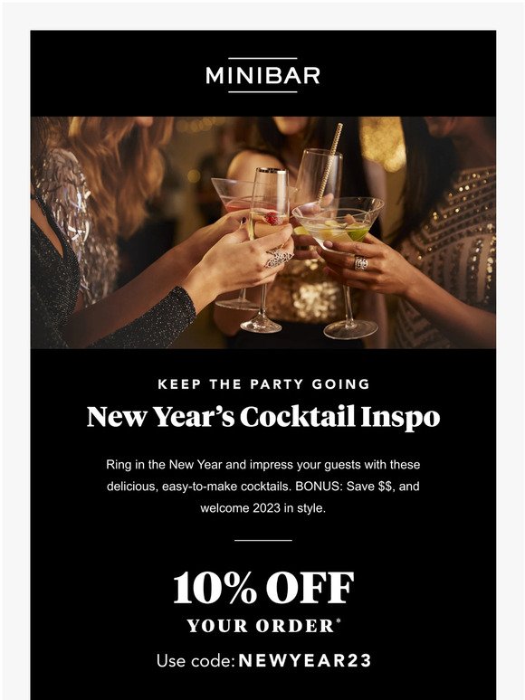 Kick-off NYE weekend: 10% off + Cocktail Recipes