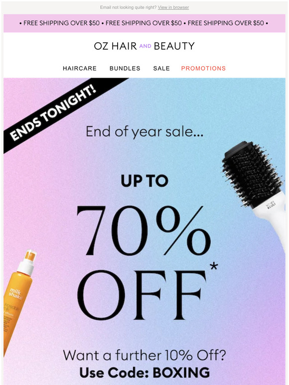 Up to 70% off ends tonight! 💥