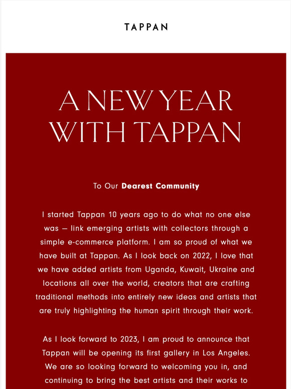 THE TAPPAN COLLECTIVE A Note from Our Founder Milled