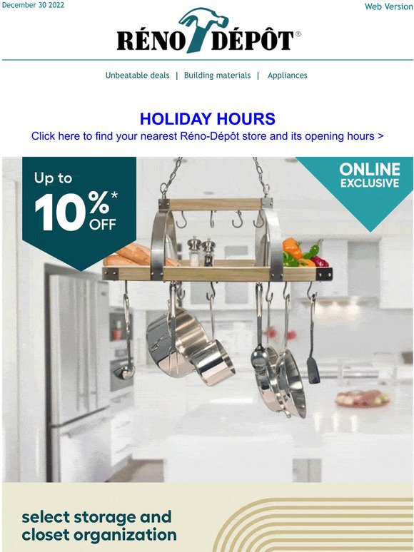 Up to 10% off select storage - Online only