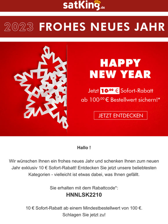 Frohes Neues Jahr! Wir schenken Ihnen 10 € Sofort-Rabatt!