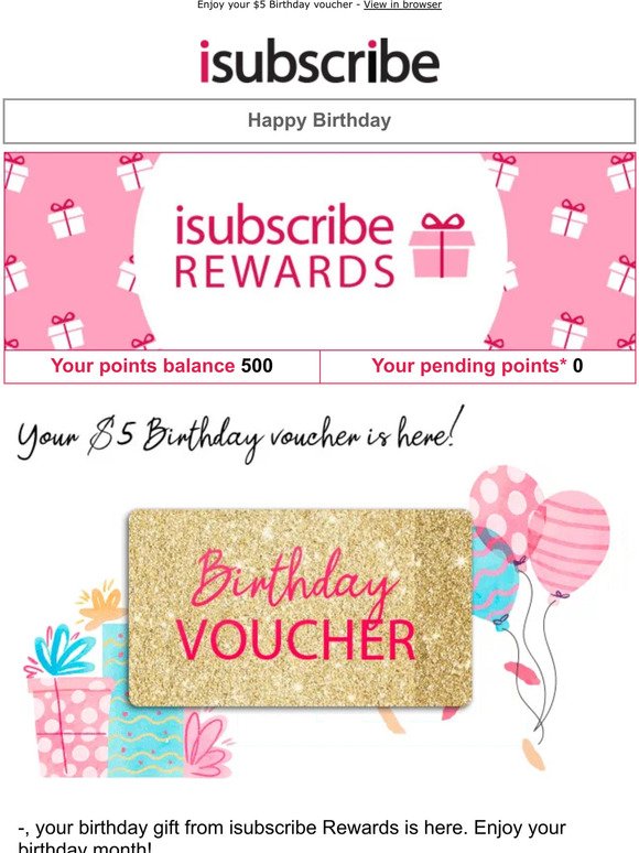 Happy Birthday from isubscribe Rewards
