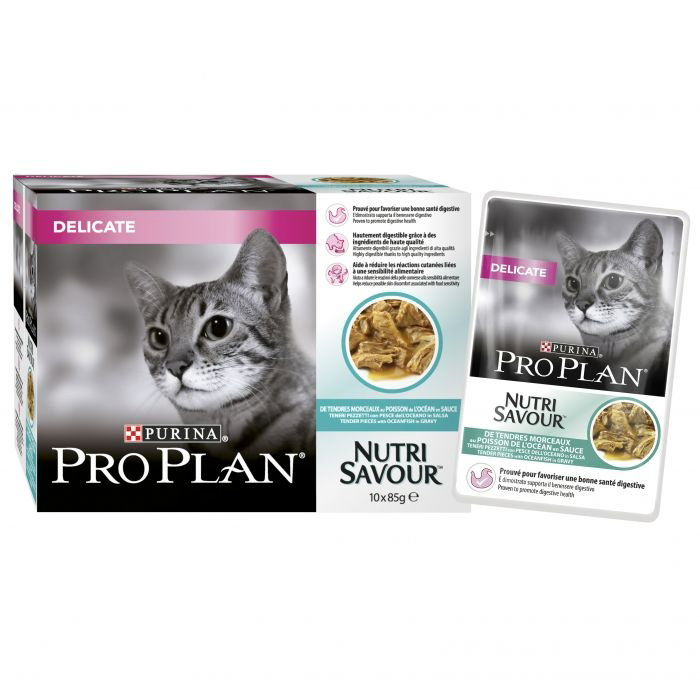 Purina Pro Plan Delicate Cat Nutri Savour Ocean Fish in Gravy 10x85g Pouches