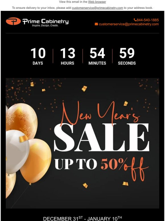 New Year, New Look: Up to 50% off on top Cabinetry!
