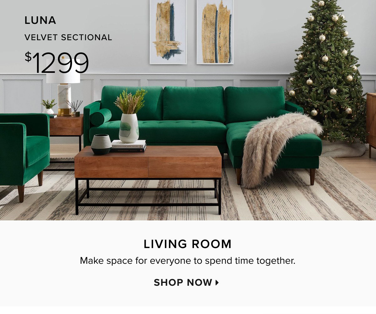 Luna velvet sectional $1299. Shop living room >