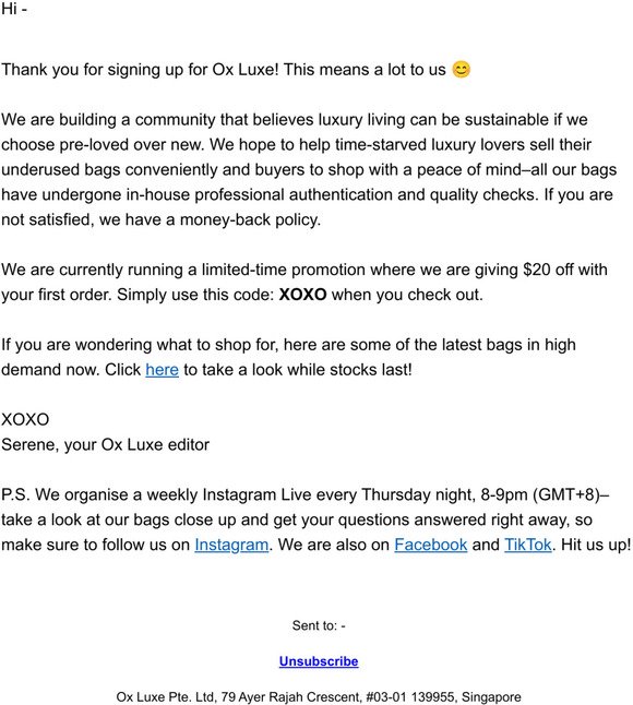 Ox Luxe: Hey —! Welcome to Ox Luxe By Carousell